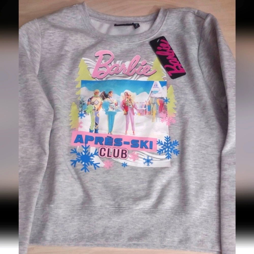 Barbie Doll Apres-Ski Club Heather Gray Long Sleeve Thermal Shirt Kawaii Y2K
